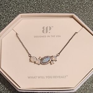 RBP5359 Choose Happy Bomb Party OG Necklace Lab Grown Ice Blue Fire Opal NWT